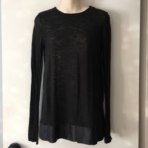 PROENZA SCHOULER Holt Renfrew Black Tissue Cotton Silk Trim L/S Tee S